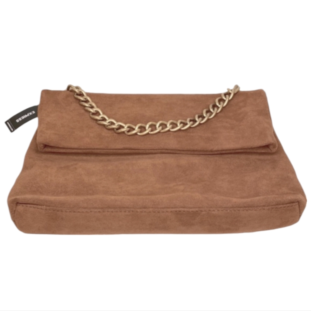 NWT | Express Suede Handbag | Clutch with Golden | Bronze Accents - Picture 4 of 12